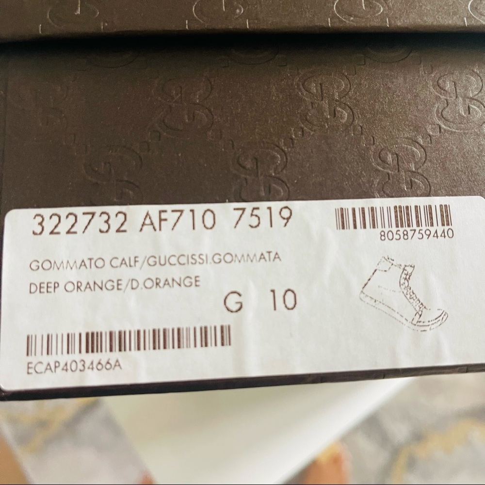GUCCI MEN HIGH TOP ORANGE SNEAKERS - Picture 12 of 12